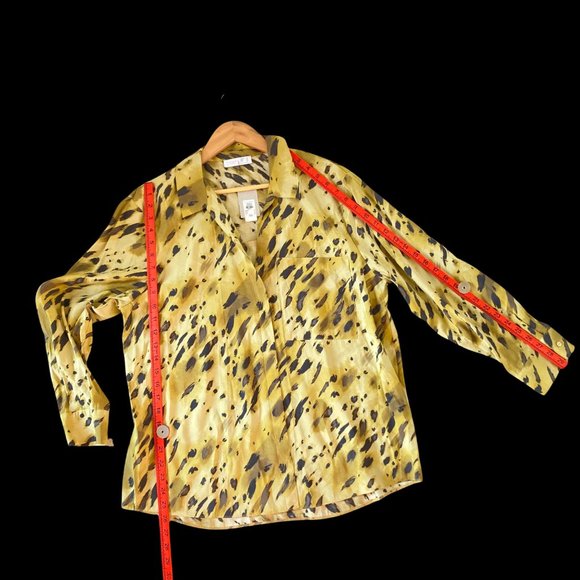 Primark Women's Black Animal Print Lime Green Slim Fit Shirt Size 18 - Picture 4 of 14